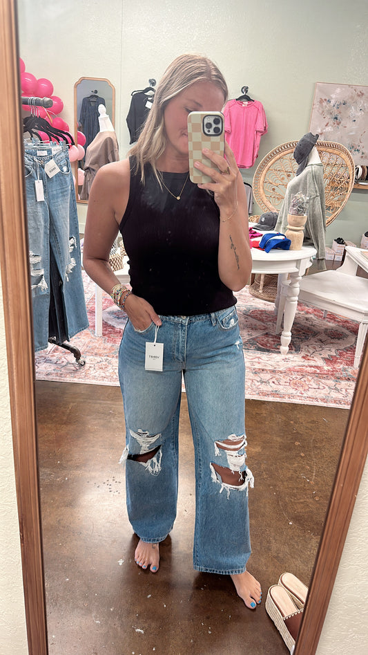High Rise Distressed Jean