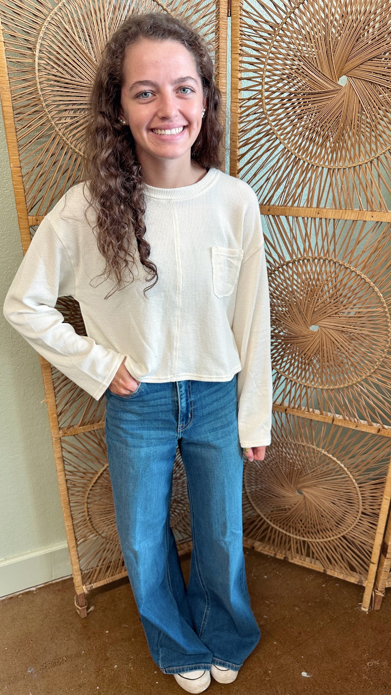 Oatmeal Ribbed Knit Top
